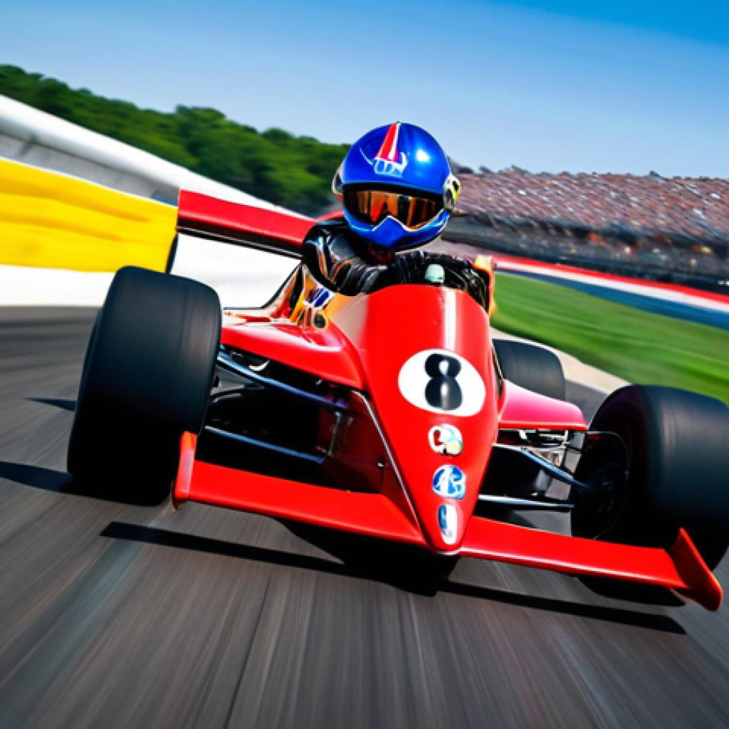 **

"Mario Andretti, racing helmet, driving a fast car, blurred motion, representing pushing limits, speed, and overcoming fear, vibrant colors, dynamic angle."

**