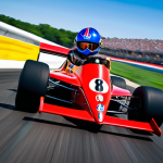 **

"Mario Andretti, racing helmet, driving a fast car, blurred motion, representing pushing limits, speed, and overcoming fear, vibrant colors, dynamic angle."

**