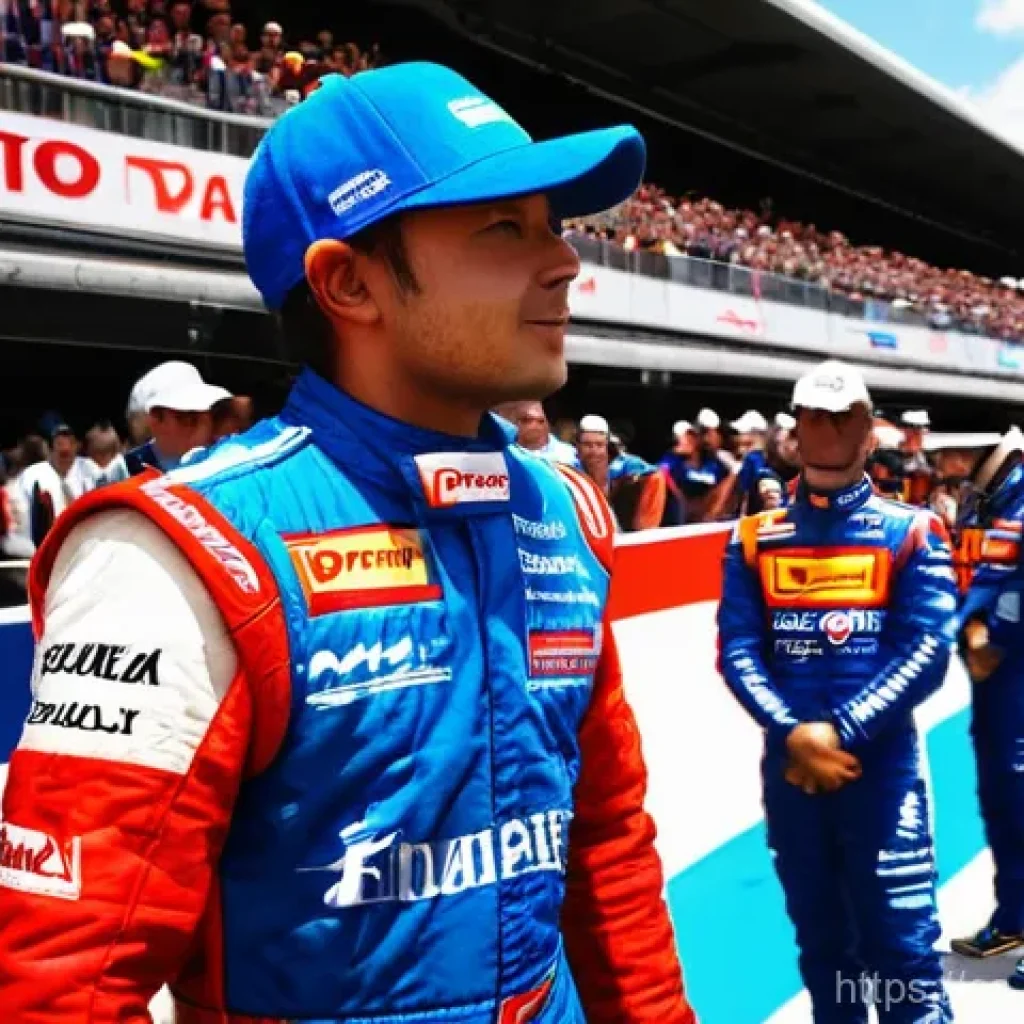 모터스포츠 스폰서십 - **Prompt:** A vibrant, high-energy scene at a Formula 1 pit lane during a sunny race day. A diverse ...
