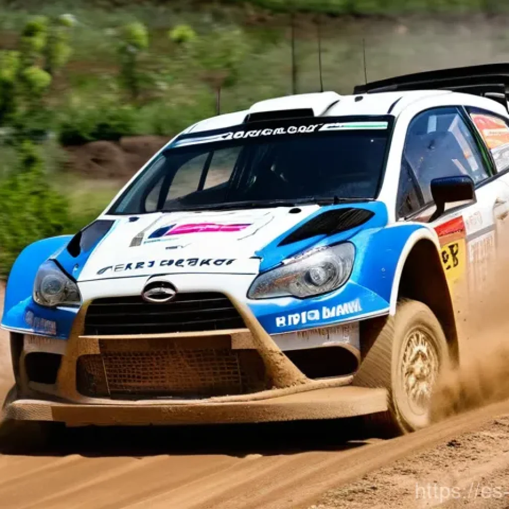 모터스포츠에서의 여성 드라이버 - **A female rally car driver in action:** A close-up, dynamic shot of a determined female rally car d...