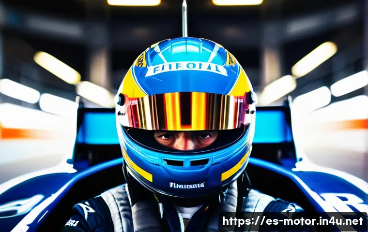 F1 영화 및 다큐멘터리 - A dramatic close-up portrait of a Formula 1 driver inside the cockpit, wearing a full racing suit an...